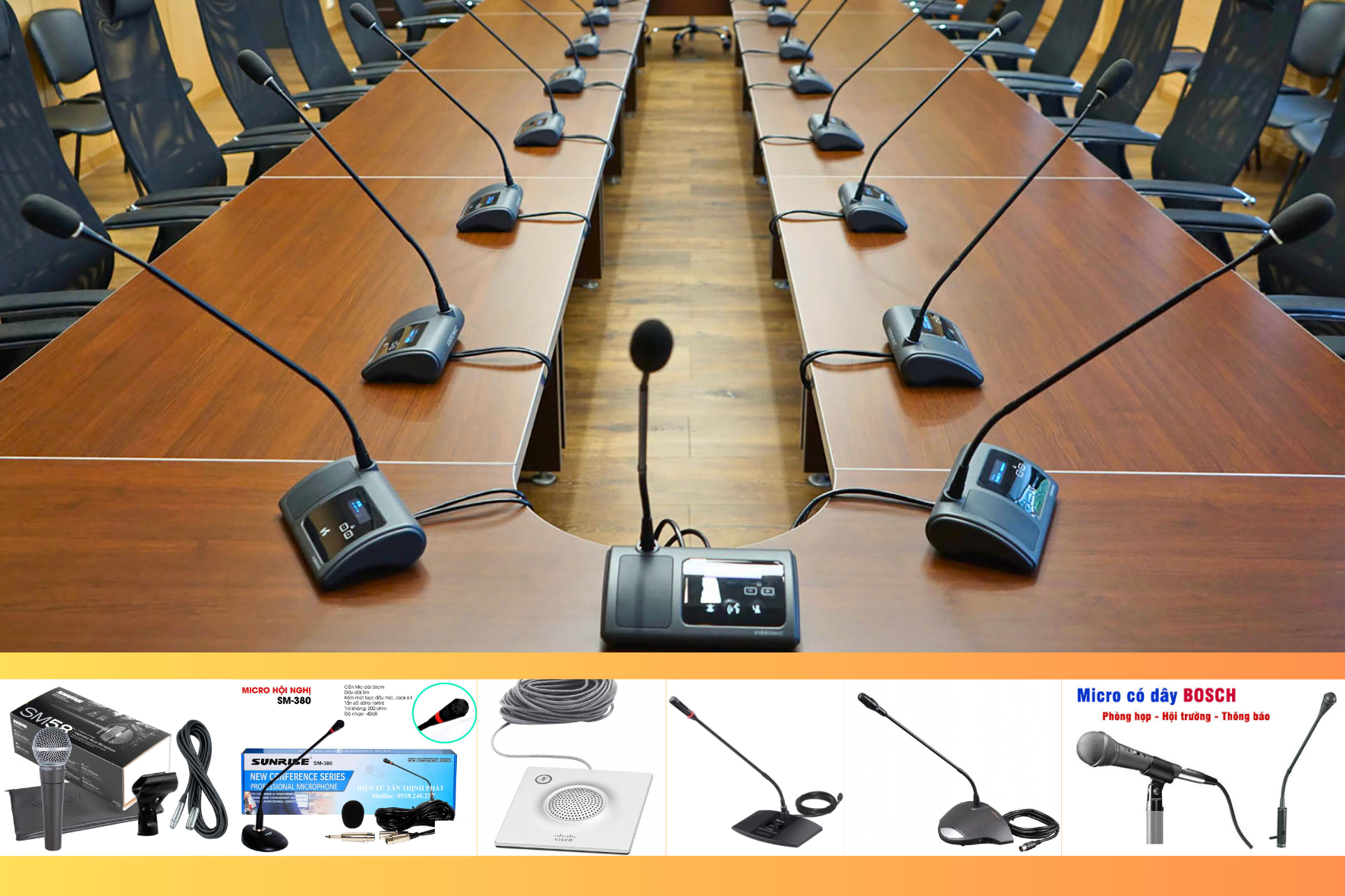 Micro phòng họp có dây là thiết bị thu âm, được sử dụng trong không gian phòng họp, hội thảo, hội nghị 