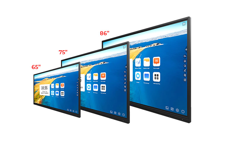 Để mua màn hình tương tác giá rẻ chất lượng, phù hợp với nhu cầu thì người dùng cần quan tâm đến kích thước thiết bị