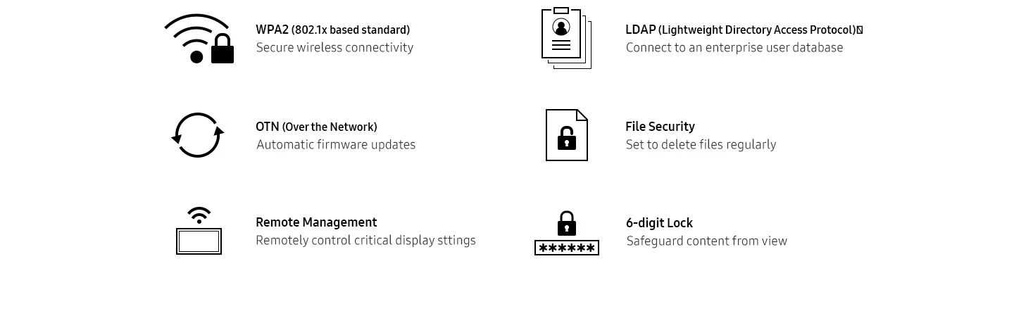 Nhờ tính tăng bảo mật với khóa 6 chữ số, Samsung Flip 55 inch được tăng cường bảo vệ hệ thống