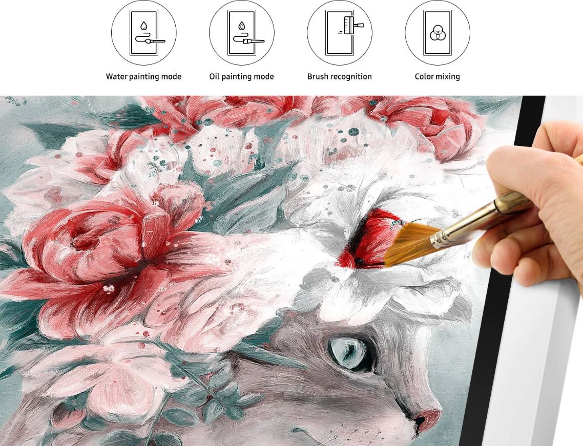 Màn hình tương tác Samsung Flip 55 inch cho phép bạn sáng tạo những tác phẩm đặc sắc với các đầu cọ dày mỏng khác nhau từ chế độ cọ vẽ